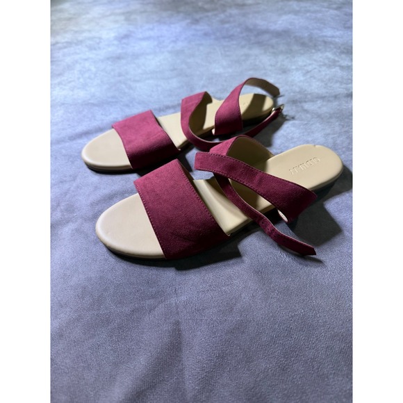Old Navy Shoes - Old Navy Clean Sandal Womens 9 Burgundy Maroon Faux Suede Multi Strap Flat215075